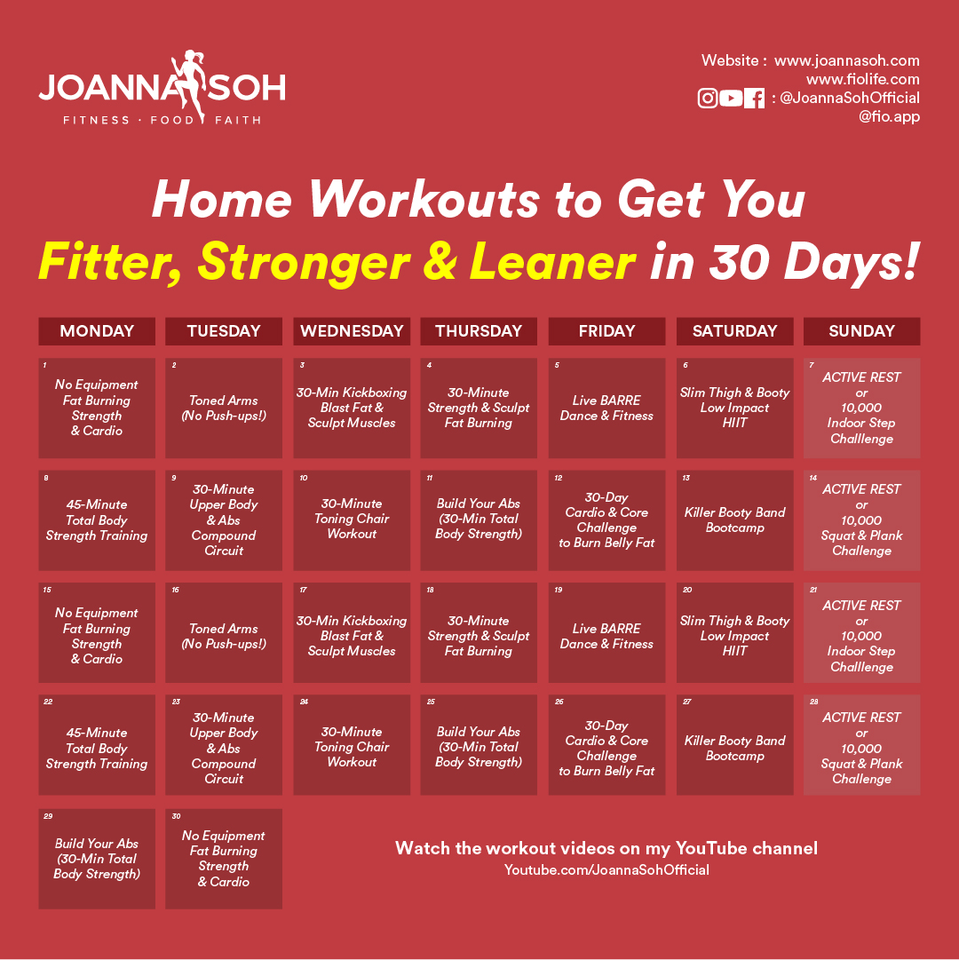 30 Day Home Workout Plan Fitter Stronger Leaner